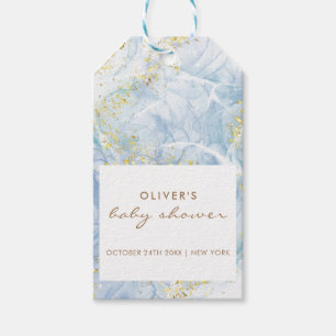 Elegant Blue Gold Agate Boy Baby Shower Geschenkanhänger