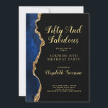 Elegant Blue Gold Agate Überraschung 50. Geburtsta Einladung<br><div class="desc">Eine elegante Überraschung 50. Überraschung Geburtstagsparty auf einem trendigen blauen goldfarbenen Agate auf schwarzer Einladung. Hübsche Skripttypografie. Chic Style.</div>