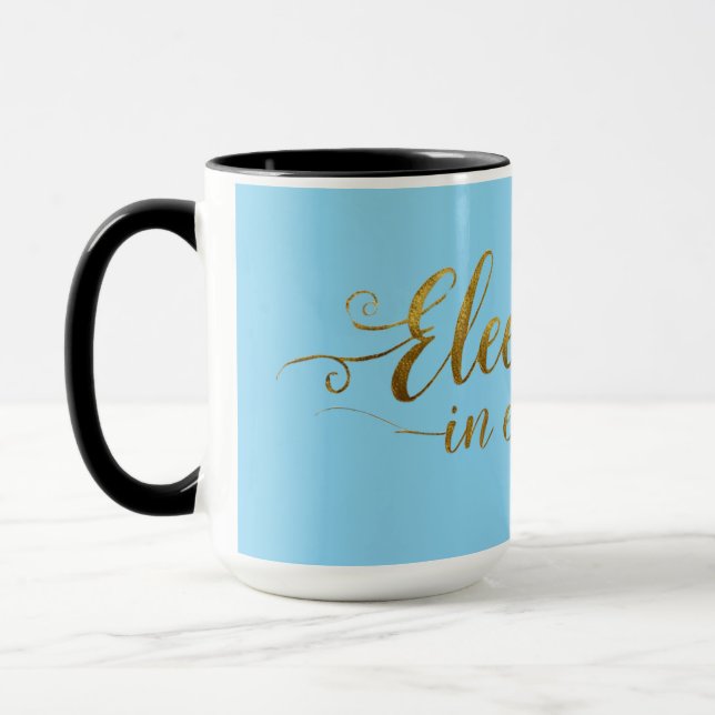 Elegant Blue & Gold Calligraphy Tasse - Stilvolle  (Links)