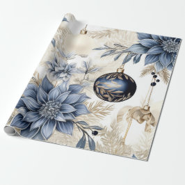 Elegant Blue & Gold Christmas Paper Geschenkpapier
