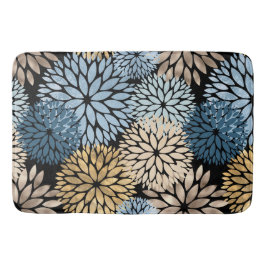 Elegant Blue Gold Dahlia Badematte