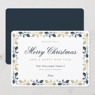 Elegant Blue Gold Frohe Weihnachten Glück Neues Ja