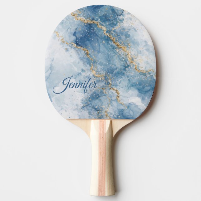 Elegant Blue Gold Glitter Abstract Flow            Tischtennis Schläger (Vorderseite)