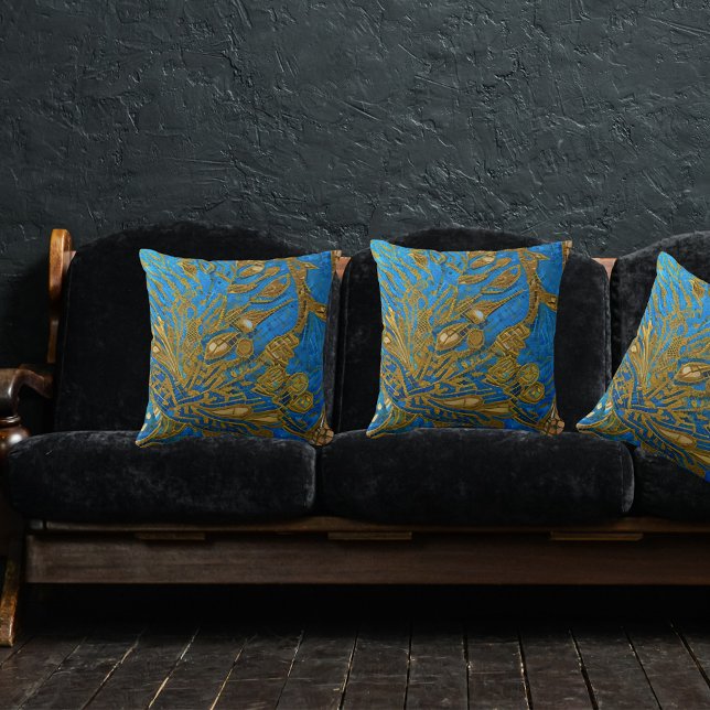 Elegant Blue Gold Stilvolle Eleganz Kissen (Von Creator hochgeladen)