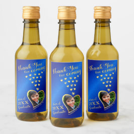 Elegant Blue Gold Vielen Dank 2025 Abschluss Favor Weinetikett