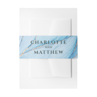 Elegant Blue & Gold Wedding Invitation  Einladungsbanderole