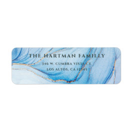 Elegant Blue & Gold Wedding Return Address Label
