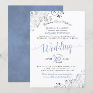 Elegant Blue & Gray auf der White Wedding Livestre Einladung