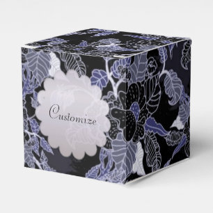 Elegant Blue & Gray Dark Floral Cube Favor Box Geschenkschachtel