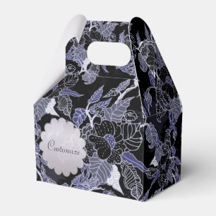 Elegant Blue & Gray Dark Floral Gable Favor Box Geschenkschachtel