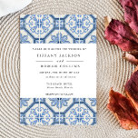 Elegant Blue Greece Tile Wedding Einladung<br><div class="desc">Elegante blaugriechische Hochzeitsfeiern für die moderne Braut und den Bräutigam.</div>