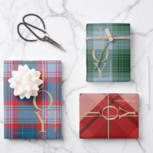 Elegant Blue Green Buffalo Karierte Weihnachten Geschenkpapier Set