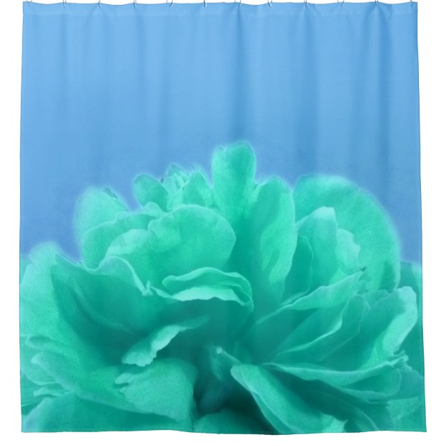 Elegant Blue Green Floral Duschvorhang (Vorderseite)