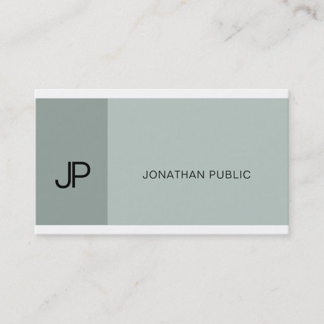 Elegant Blue Green Modern Monogram Beruflich Visitenkarte (Vorderseite)