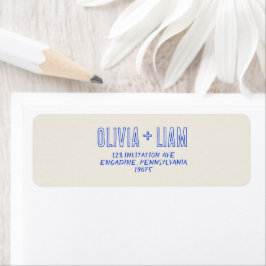 Elegant Blue Hand Written Retro Funky Wedding
