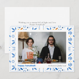 Elegant Blue Happy Hanukkah Family 1 Foto Feiertagskarte