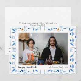 Elegant Blue Happy Hanukkah Family 1 Foto Feiertagskarte