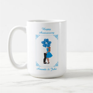 Elegant Blue Happy Jubiläum Persönliche Umarmung Kaffeetasse