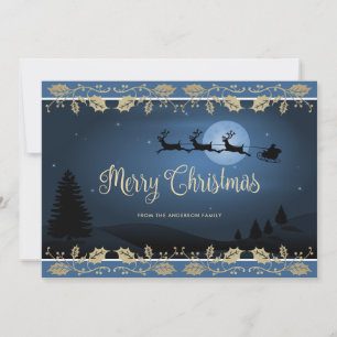 Elegant Blue Holly Reindeer Weihnachten