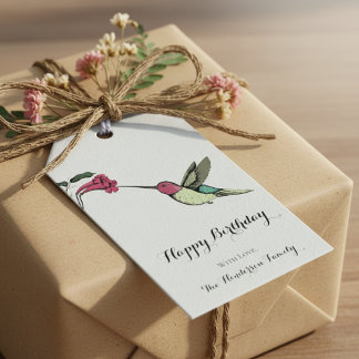 Elegant Blue Hummingbird Birthday Geschenkanhänger