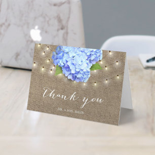 Elegant Blue Hydrangea Blume Summer Wedding Dankeskarte