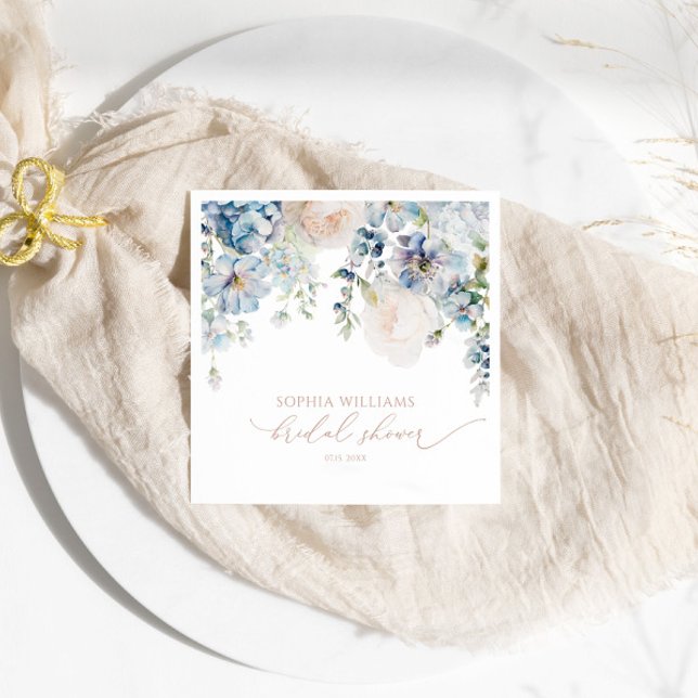 Elegant Blue Hydrangea Brautparty Napkins Serviette (Von Creator hochgeladen)