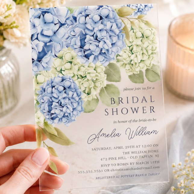 Elegant Blue Hydrangea Bridal Dusche Einladung (Von Creator hochgeladen)