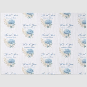 Elegant Blue Hydrangea Dankeschön-Logo Seidenpapier