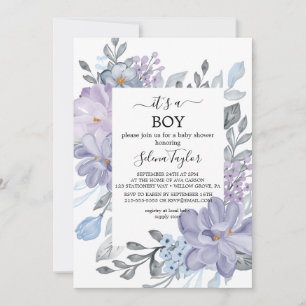 Elegant Blue Hydrangea   Es ist eine Baby-Dusche Einladung
