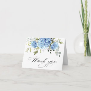 Elegant Blue Hydrangea Eucalyptus Blume Einfach Dankeskarte