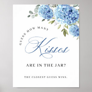 Elegant Blue Hydrangea Eucalyptus Brautparty Poster