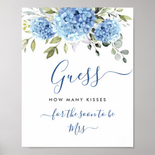 Elegant Blue Hydrangea Eucalyptus Brautparty Poster