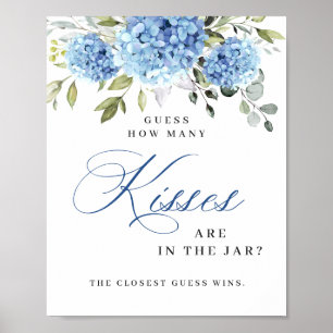 Elegant Blue Hydrangea Eucalyptus Brautparty Poster