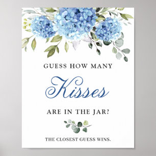 Elegant Blue Hydrangea Eucalyptus Brautparty Poster