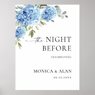 Elegant Blue Hydrangea Eucalyptus PROBE DINNER Poster