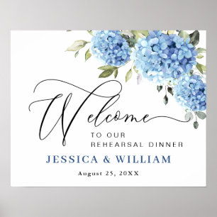 Elegant Blue Hydrangea Eucalyptus PROBE DINNER Poster