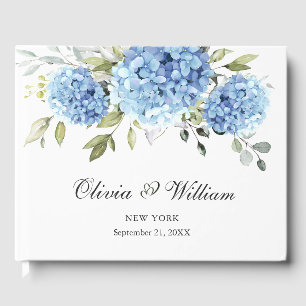 Elegant Blue Hydrangea Eucalyptus Wedding Gästebuch