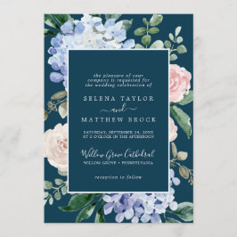 Elegant Blue Hydrangea | Festliche Hochzeit der Ma Einladung