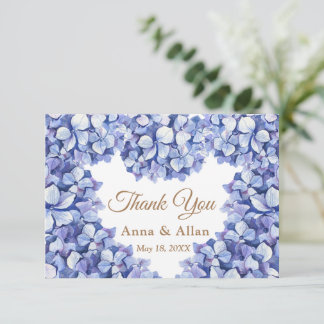Elegant Blue Hydrangea Floral Dankeskarte