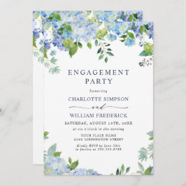 Elegant Blue Hydrangea Floral ENGAGEMENT PARTY Einladung