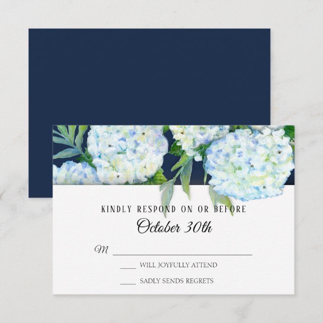 Elegant Blue Hydrangea Floral Navy UAWG Wedding Einladung (Vorne/Hinten)