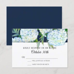 Elegant Blue Hydrangea Floral Navy UAWG Wedding Einladung