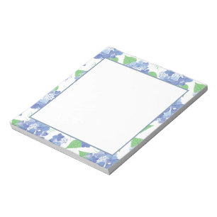 Elegant Blue Hydrangea Floral Notepad Notizblock