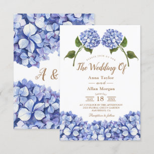 Elegant Blue Hydrangea Floral Wedding Einladung