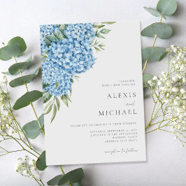 Elegant Blue Hydrangea Floral Wedding Einladung