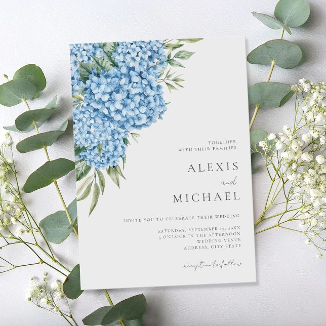 Elegant Blue Hydrangea Floral Wedding Einladung (Von Creator hochgeladen)