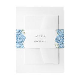 Elegant Blue Hydrangea Floral Wedding Einladungsbanderole