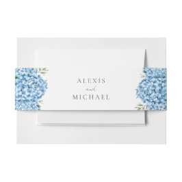 Elegant Blue Hydrangea Floral Wedding Einladungsbanderole
