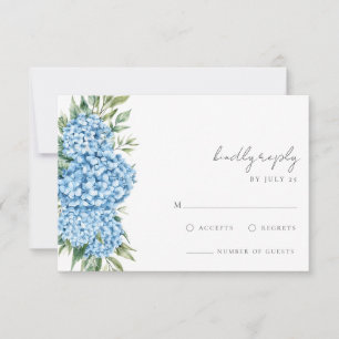 Elegant Blue Hydrangea Floral Wedding RSVP Karte