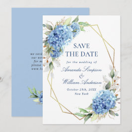 Elegant Blue Hydrangea Floral Wedding Save The Date